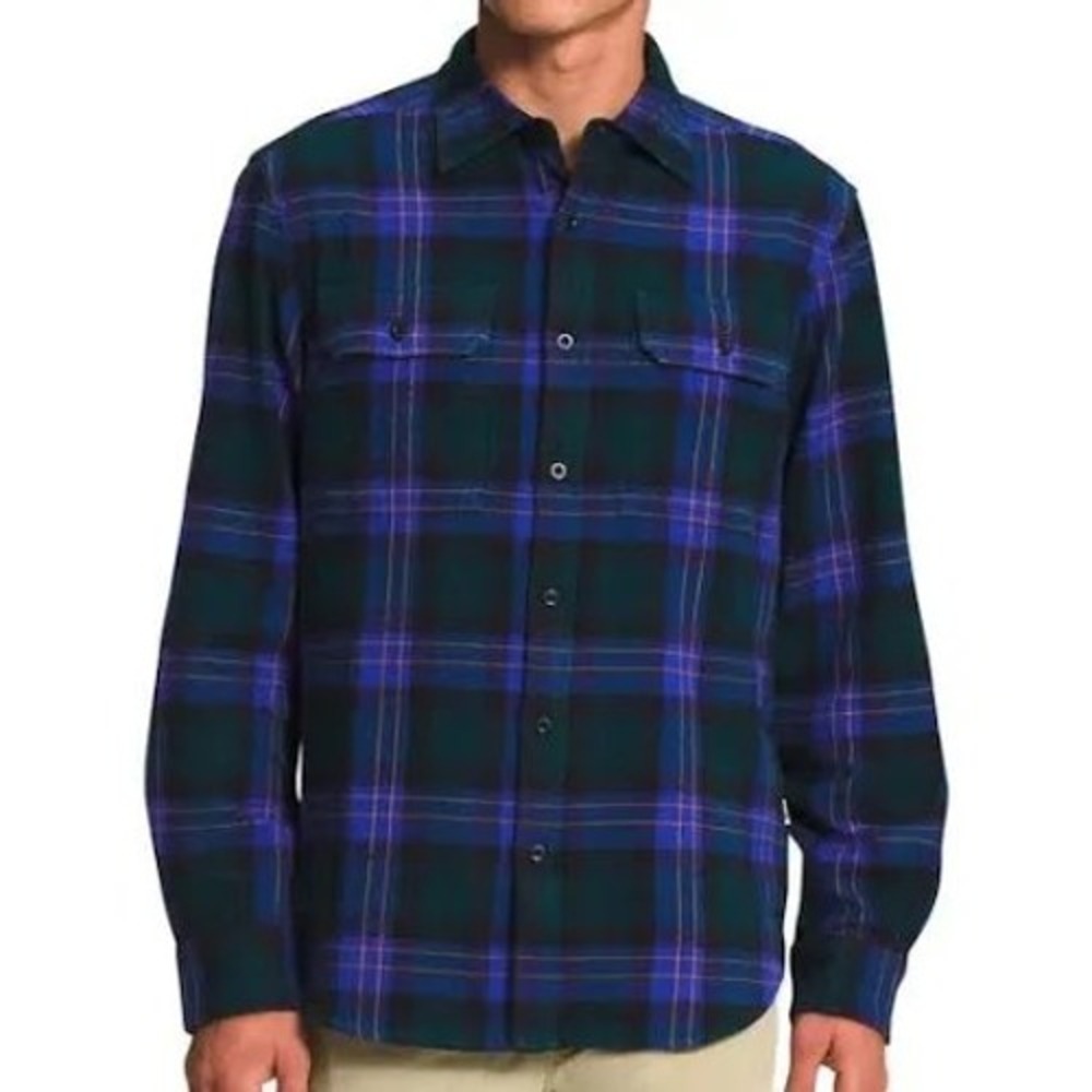 The North Face Arroyo Flannel Shirt Mens XL Purple Green Black Plaid Button Down
